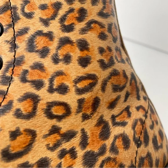 Vintage Dr. Martens 1460 England Leopard Animal Print Brown Black MIE Boots UK 4